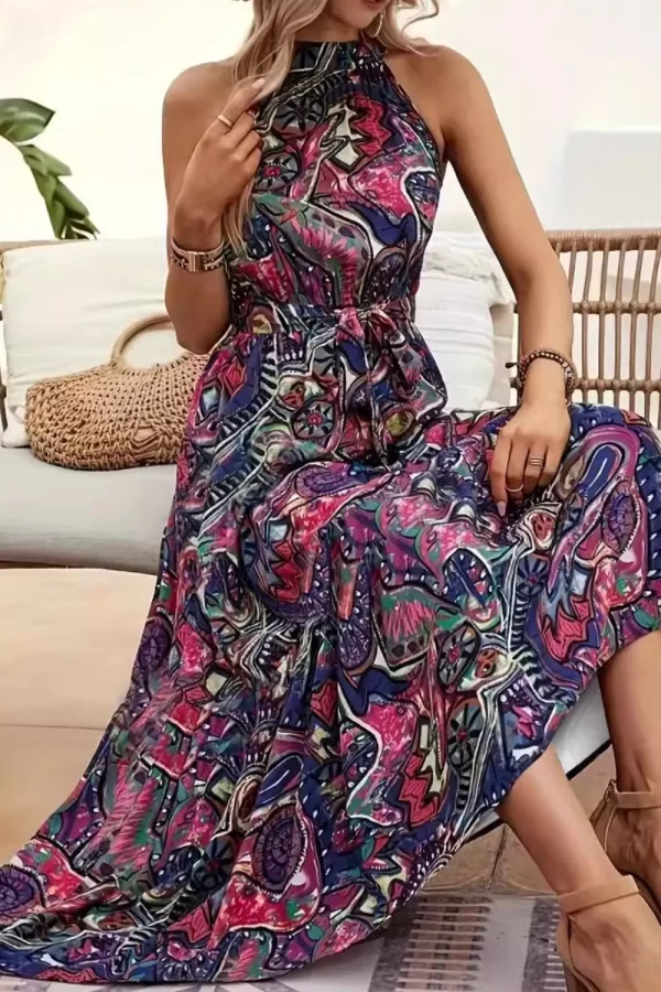Tied Floral Sleeveless Dress - Image 4