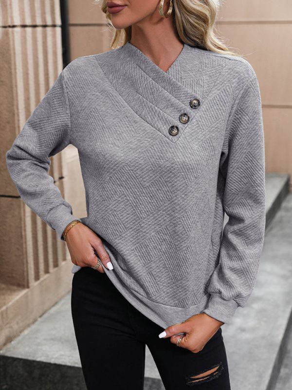 Perfee Asymmetrical Neck Long Sleeve Blouse - Image 5