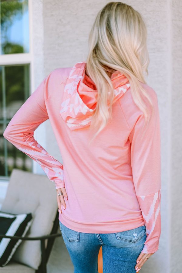Printed Long Sleeve Hoodie with Pocket - Image 3