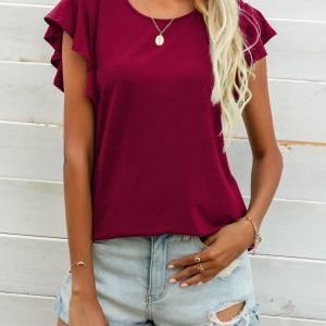 Round Neck Butterfly Sleeve Top