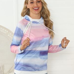 Shiny Full Size Tie-Dye Long Sleeve Hoodie