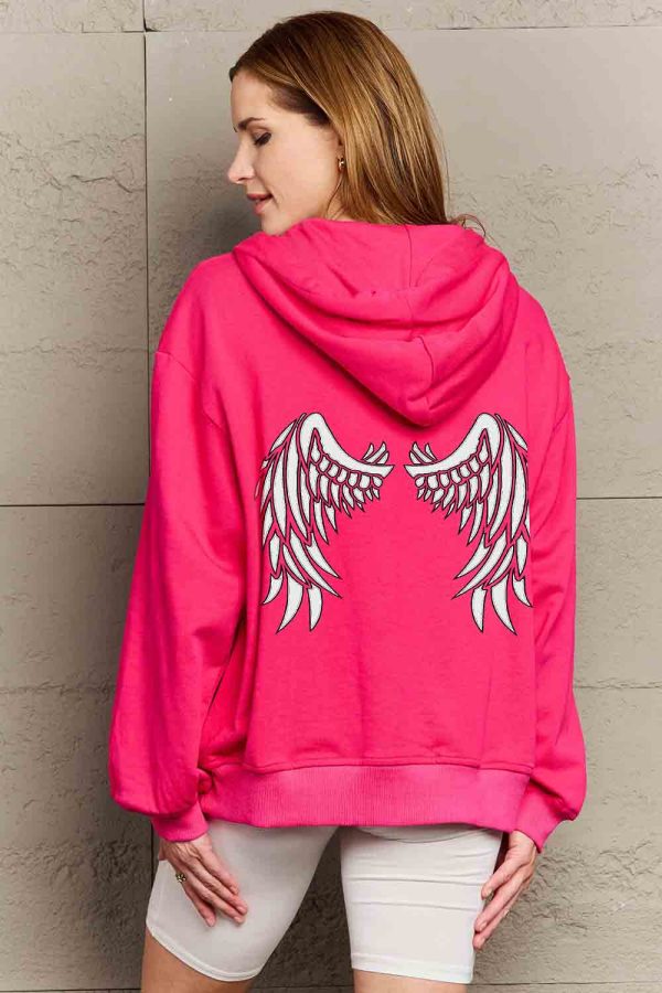Simply Love Full Size Angel Wings Graphic Hoodie - Image 2