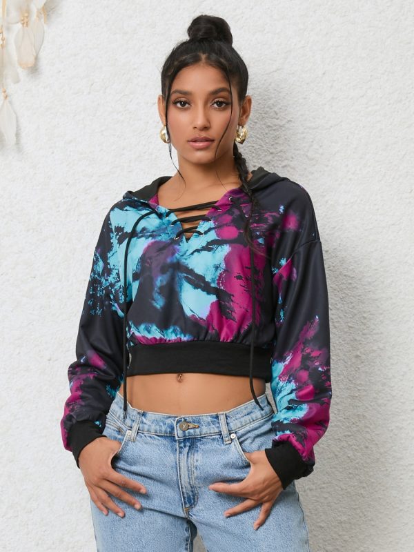 Tie-Dye Lace-Up Hoodie - Image 2
