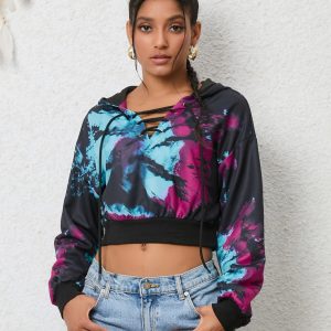 Tie-Dye Lace-Up Hoodie