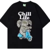 Men's Casual Elephant Graphic Short Sleeve Oversized T-Shirt
