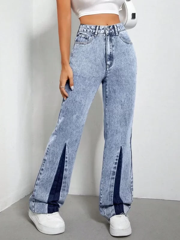 Contrast Bootcut Jeans with Pockets - Image 5
