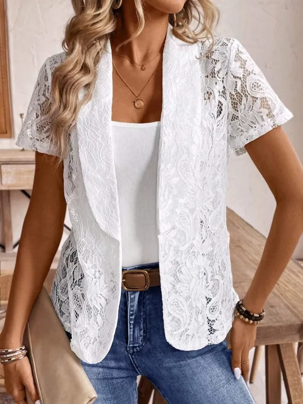 Lapel Collar Lace Blazer - Image 3