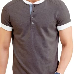 Men's Contrast Trim Henley Top