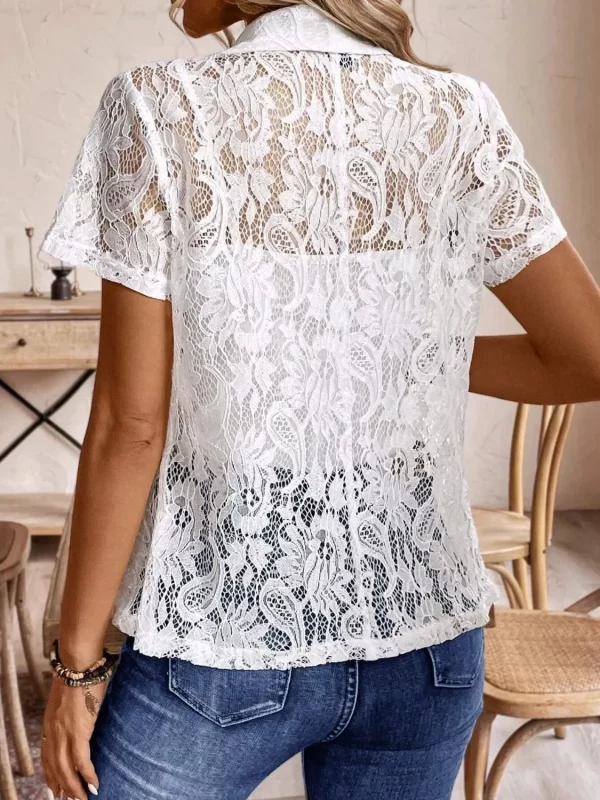 Lapel Collar Lace Blazer - Image 5