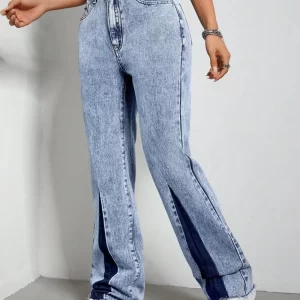 Contrast Bootcut Jeans with Pockets
