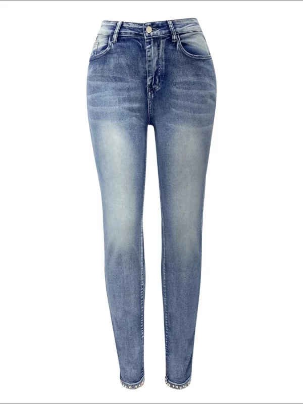 Rhinestone Butterfly Jeans with Pockets
