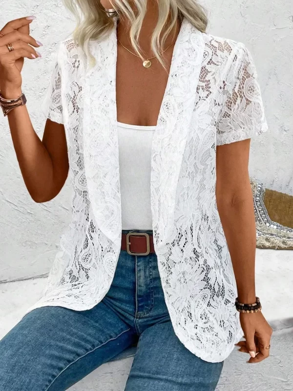 Lapel Collar Lace Blazer - Image 7