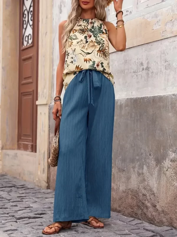 Printed Tank Top and Wide Leg Pants Set - Image 30