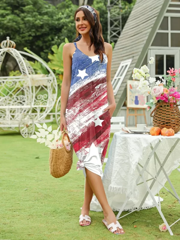 Striped & Star Scoop Neck Midi Cami Dress - Image 9