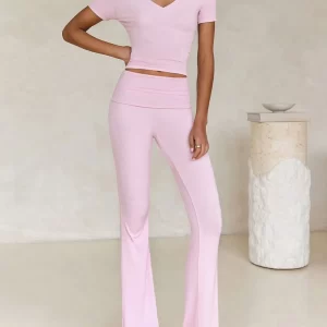 Devine V-Neck Top and Bootcut Leggings Set