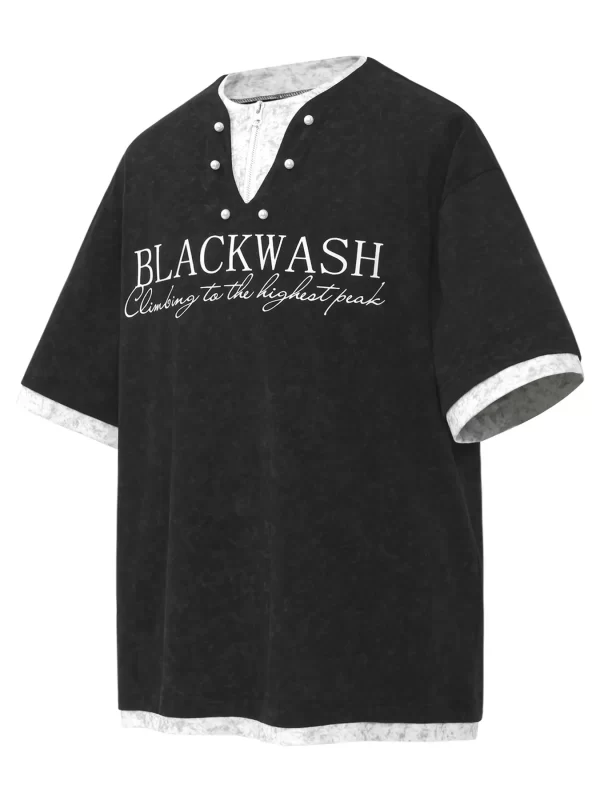 Men's Letter Graphic Round Neck Short Sleeve Contrast Trim T-Shirt - Image 14
