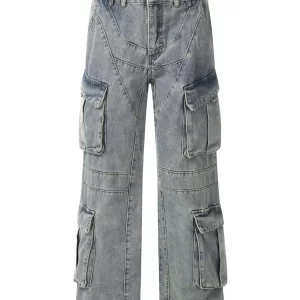 Men's Multi-Pocket Cargo Wide Leg Jeans