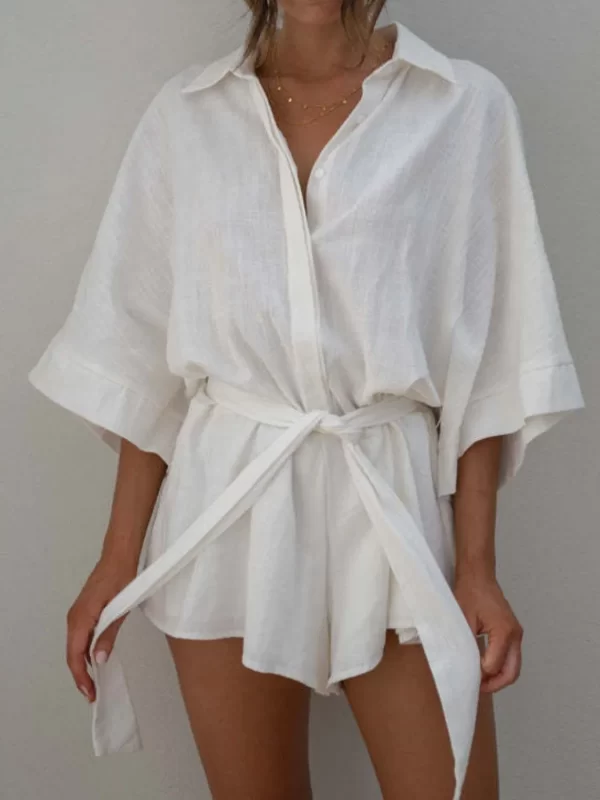 Collared Neck Half Sleeve Romper - Image 5