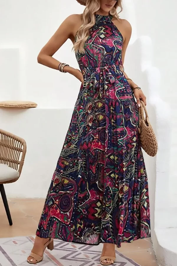 Tied Floral Sleeveless Dress - Image 3