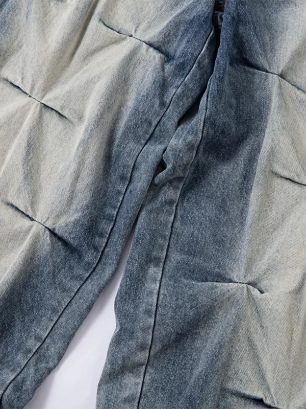 Men's Washed Wide Leg Pleated Jeans - Image 2
