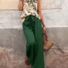 Printed Tank Top and Wide Leg Pants Set