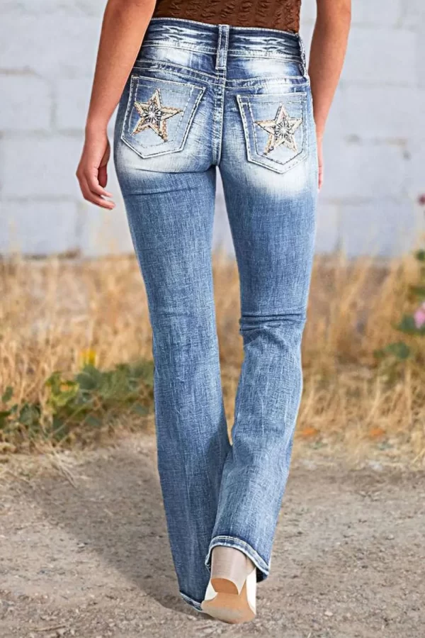 Star Embroidered Bootcut Jeans - Image 8
