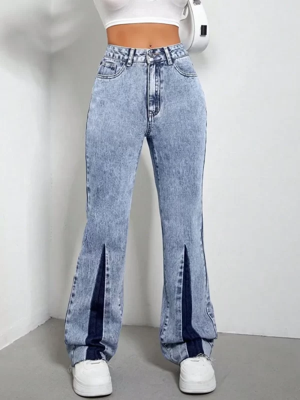 Contrast Bootcut Jeans with Pockets - Image 2
