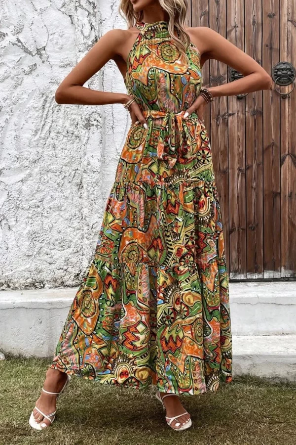 Tied Floral Sleeveless Dress - Image 5