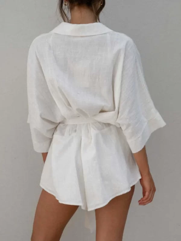 Collared Neck Half Sleeve Romper - Image 2