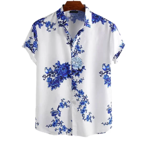 Men's Full Size Printed Short Sleeve Casual Shirt Plus Size - Image 3