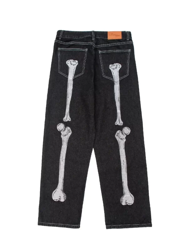 Men's Skeleton Embroidered Straight Leg Jeans - Image 11