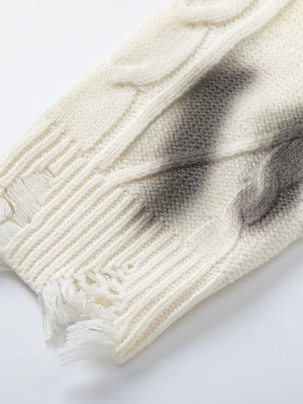 Men's Distressed Letter Round Neck Sweater - Image 6