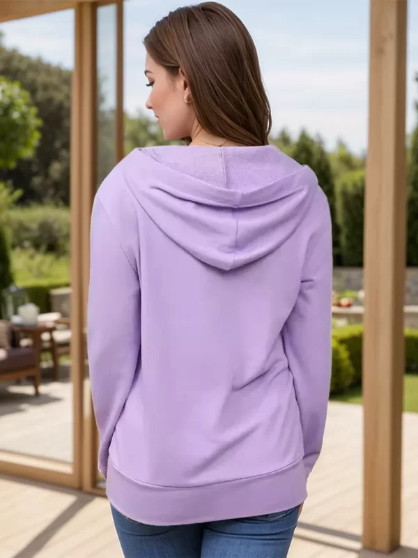 Full Size Drawstring Half Zip Long Sleeve Hoodie - Image 2