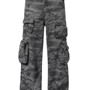 Men's Camouflage Cargo Jeans with Multi-Pockets
