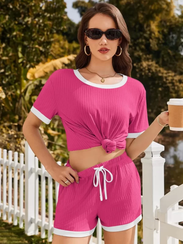 Ribbed Round Neck Top and Shorts Set - Image 15