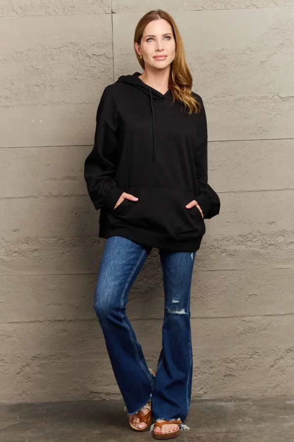 Full Size Long Sleeve Dropped Shoulder Hoodie - Image 4
