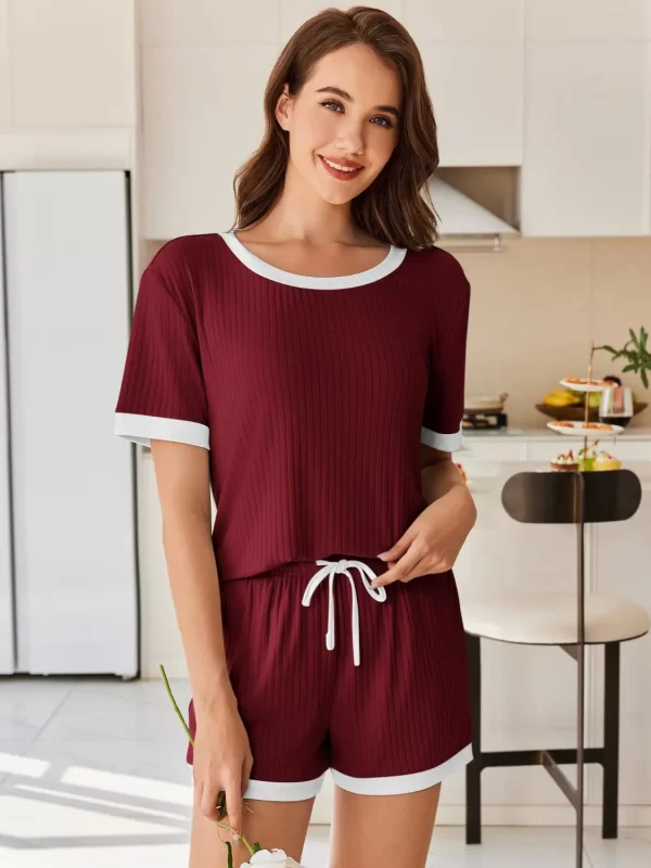 Ribbed Round Neck Top and Shorts Set - Image 6