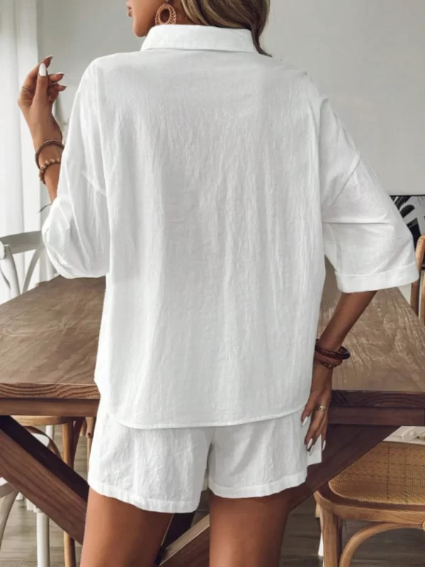 Collared Neck Half Sleeve Top and Shorts Set - Image 17