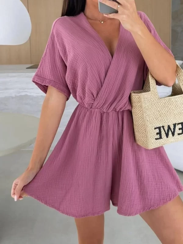 Surplice Half Sleeve Wrap Romper - Image 5
