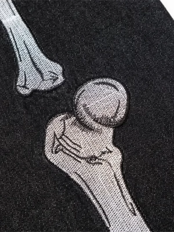 Men's Skeleton Embroidered Straight Leg Jeans - Image 8