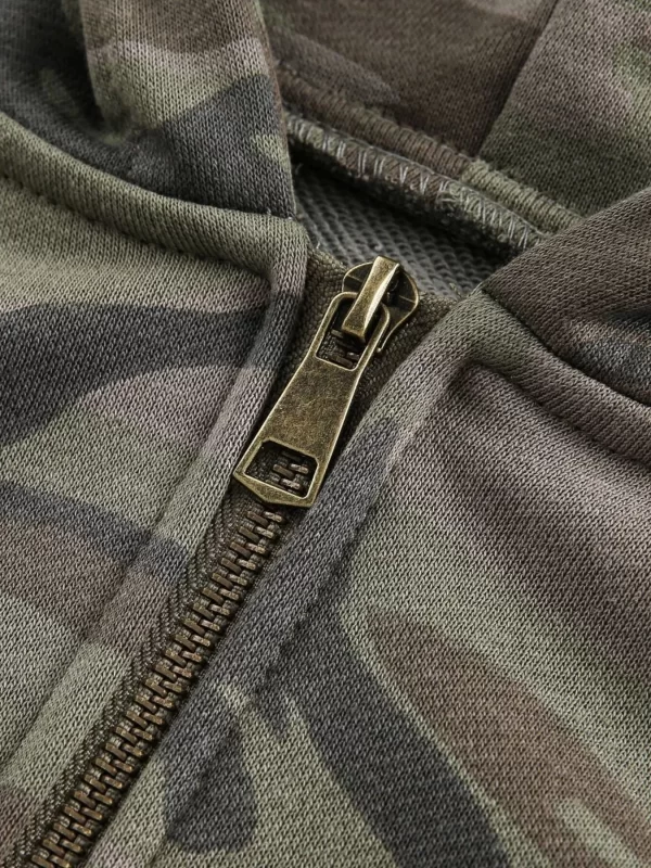 Men's Camouflage Print Zip-Up Hoodie - Image 2