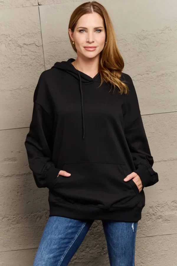 Full Size Long Sleeve Dropped Shoulder Hoodie - Image 7
