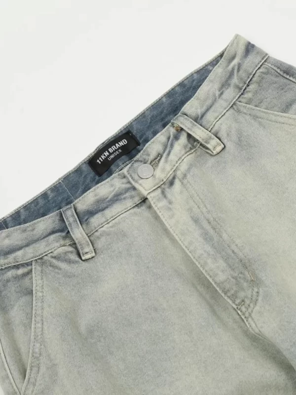 Men's Washed Multi-Pocket Straight Cargo Jeans - Image 3