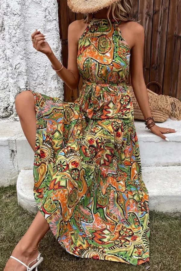 Tied Floral Sleeveless Dress - Image 8