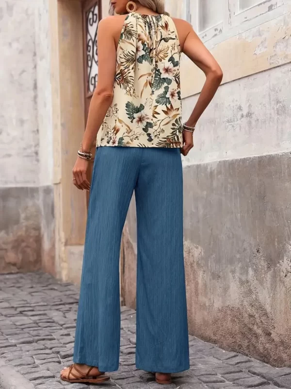 Printed Tank Top and Wide Leg Pants Set - Image 25