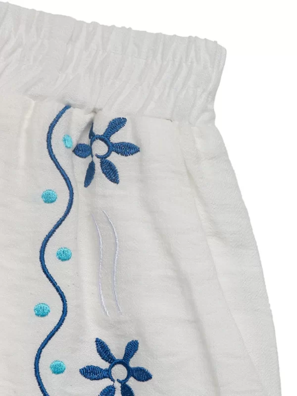 Floral Embroidered Vest and Shorts Set - Image 3