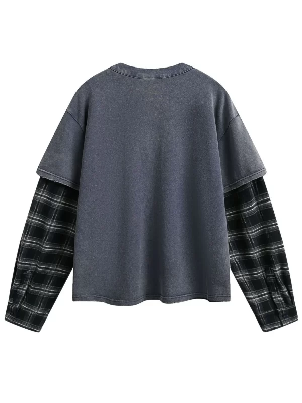 Men's Plaid Long Sleeve Henley Sweatshirt - Image 3