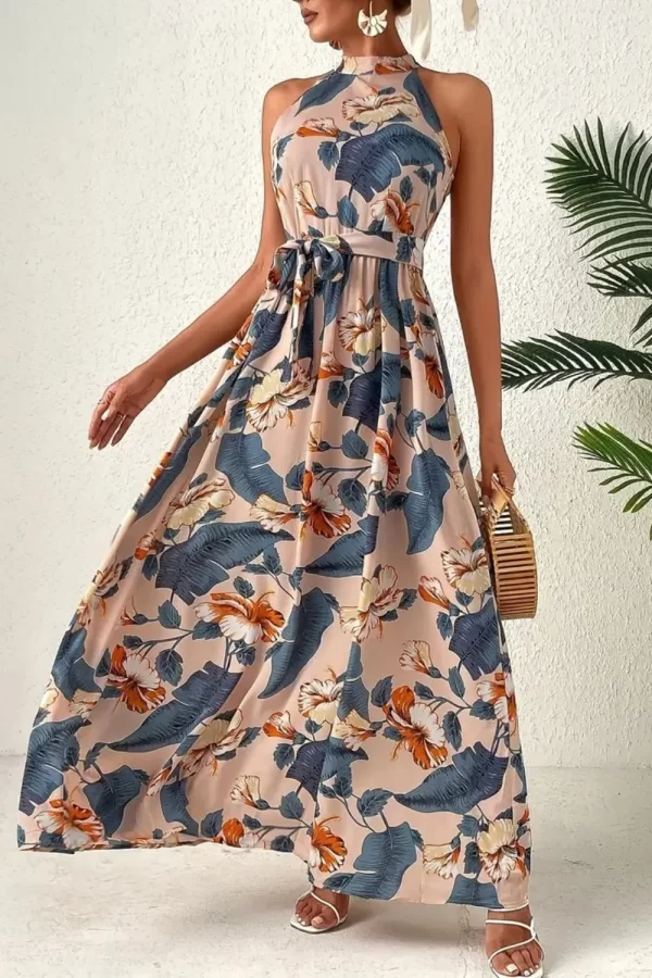 Tied Floral Sleeveless Dress - Image 10