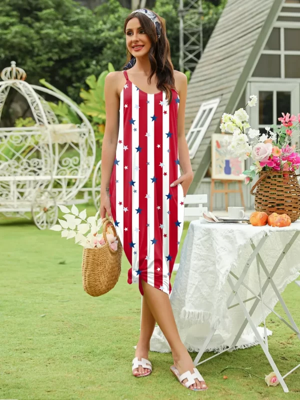 Striped & Star Scoop Neck Midi Cami Dress - Image 6