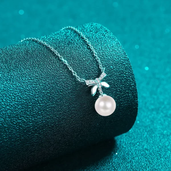 Pearl Pendant Moissanite 925 Sterling Silver Necklace - Image 3